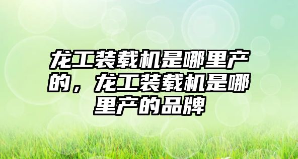 龍工裝載機是哪里產的，龍工裝載機是哪里產的品牌