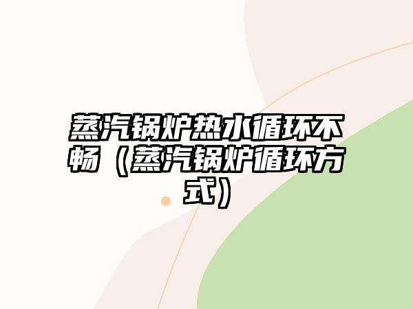 蒸汽鍋爐熱水循環不暢（蒸汽鍋爐循環方式）