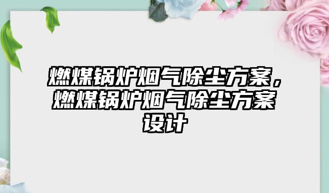 燃煤鍋爐煙氣除塵方案，燃煤鍋爐煙氣除塵方案設計