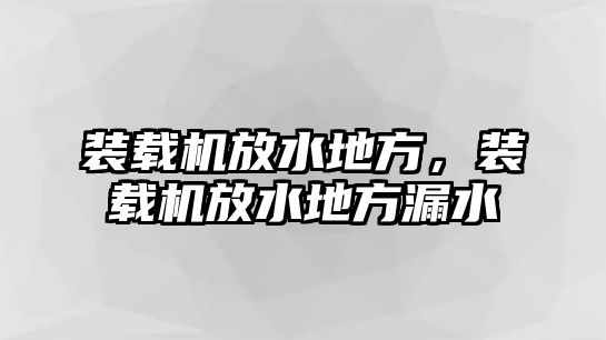 裝載機放水地方，裝載機放水地方漏水