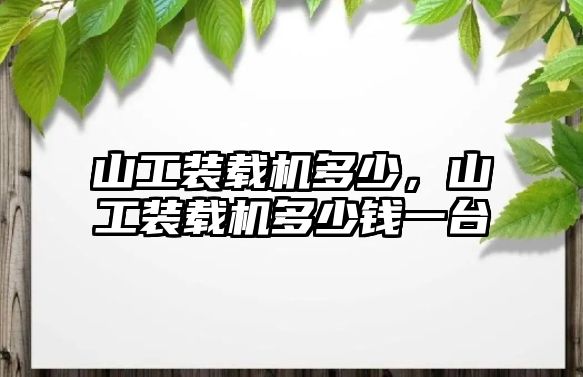 山工裝載機多少，山工裝載機多少錢一臺