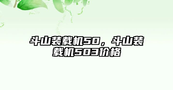 斗山裝載機50，斗山裝載機503價格