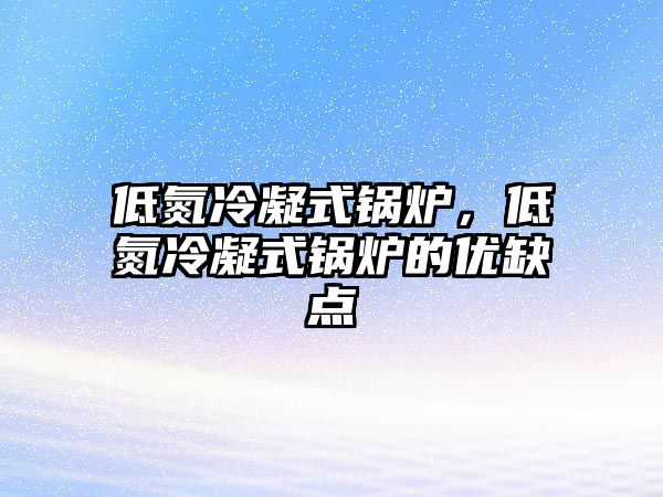 低氮冷凝式鍋爐，低氮冷凝式鍋爐的優(yōu)缺點