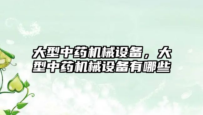 大型中藥機械設備，大型中藥機械設備有哪些