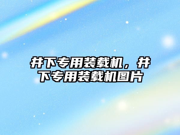 井下專用裝載機(jī)，井下專用裝載機(jī)圖片