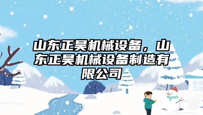 山東正昊機械設備，山東正昊機械設備制造有限公司