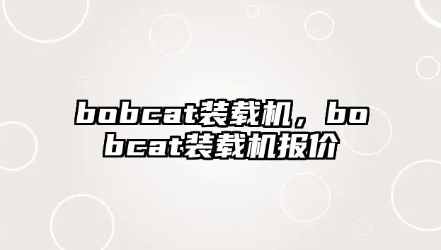 bobcat裝載機，bobcat裝載機報價