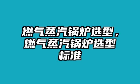 燃氣蒸汽鍋爐選型，燃氣蒸汽鍋爐選型標準