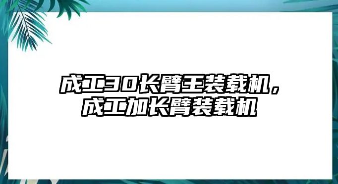 成工30長臂王裝載機，成工加長臂裝載機