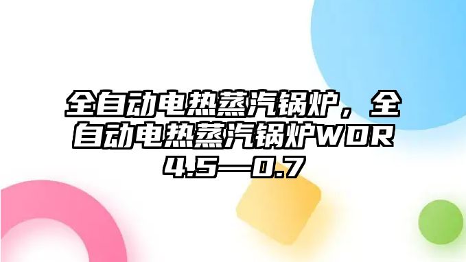 全自動電熱蒸汽鍋爐，全自動電熱蒸汽鍋爐WDR4.5—0.7