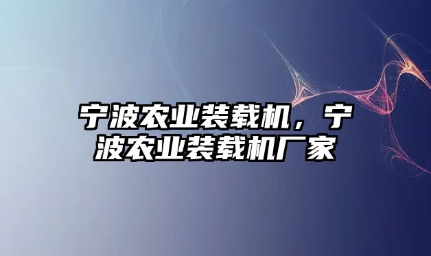 寧波農業裝載機，寧波農業裝載機廠家