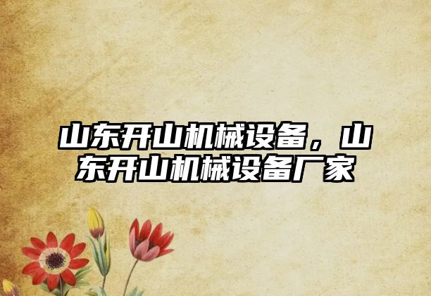 山東開山機械設備，山東開山機械設備廠家