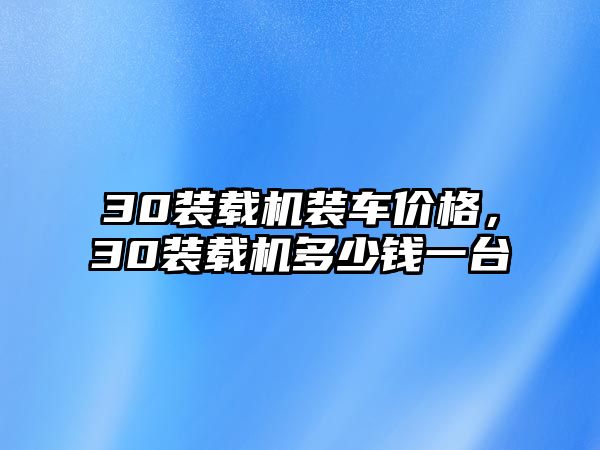 30裝載機裝車價格，30裝載機多少錢一臺