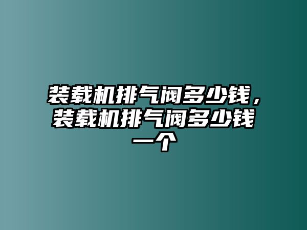 裝載機(jī)排氣閥多少錢(qián)，裝載機(jī)排氣閥多少錢(qián)一個(gè)