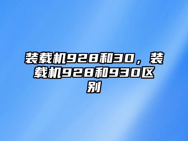 裝載機928和30，裝載機928和930區(qū)別