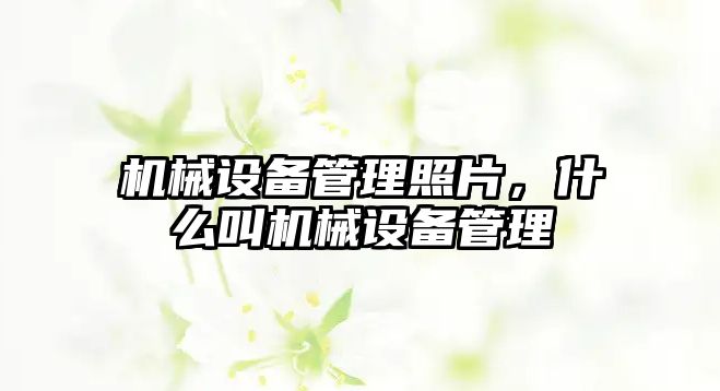 機械設備管理照片，什么叫機械設備管理