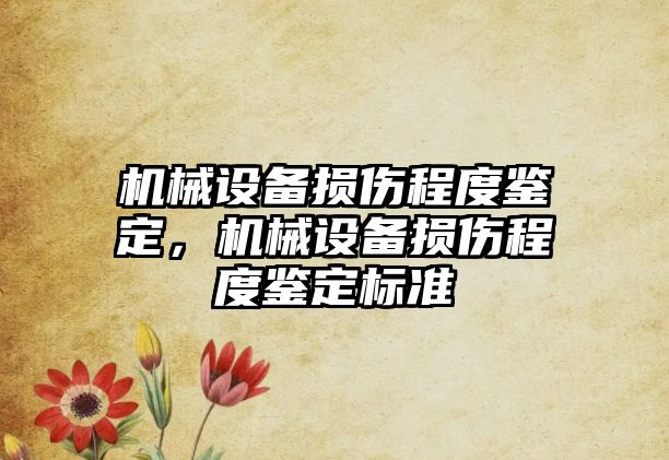 機械設備損傷程度鑒定，機械設備損傷程度鑒定標準