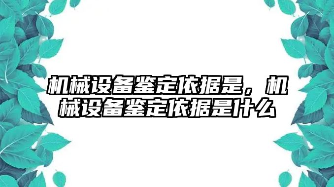 機械設備鑒定依據是，機械設備鑒定依據是什么