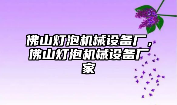 佛山燈泡機械設備廠，佛山燈泡機械設備廠家