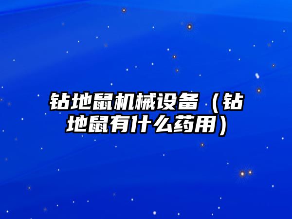 鉆地鼠機械設備（鉆地鼠有什么藥用）