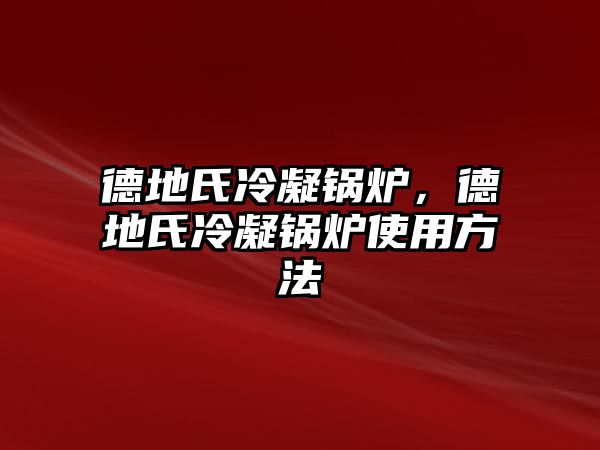 德地氏冷凝鍋爐，德地氏冷凝鍋爐使用方法