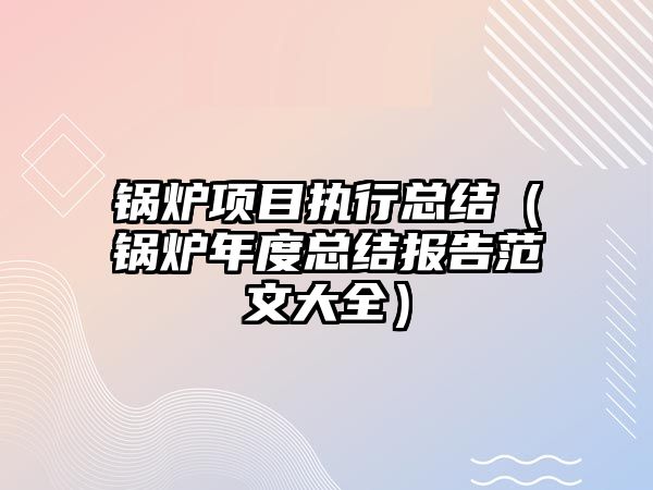 鍋爐項目執行總結（鍋爐年度總結報告范文大全）