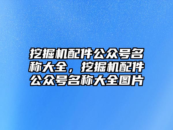 挖掘機配件公眾號名稱大全，挖掘機配件公眾號名稱大全圖片