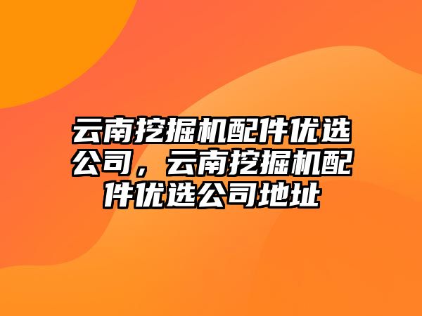 云南挖掘機配件優選公司，云南挖掘機配件優選公司地址