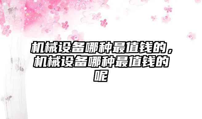 機械設備哪種最值錢的，機械設備哪種最值錢的呢