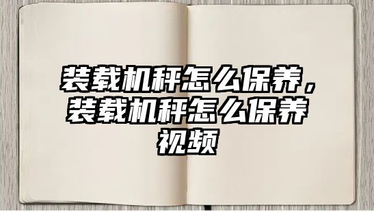 裝載機秤怎么保養，裝載機秤怎么保養視頻