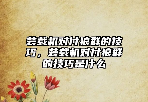 裝載機對付狼群的技巧，裝載機對付狼群的技巧是什么