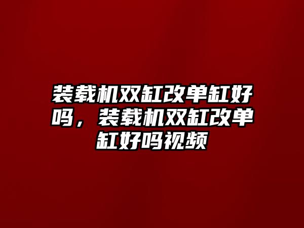 裝載機雙缸改單缸好嗎，裝載機雙缸改單缸好嗎視頻