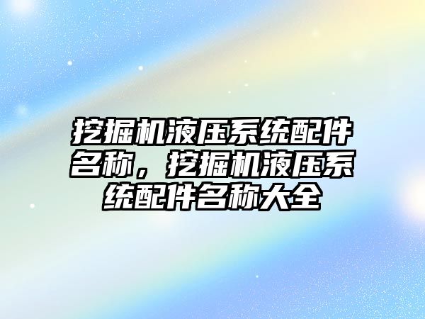 挖掘機液壓系統配件名稱，挖掘機液壓系統配件名稱大全