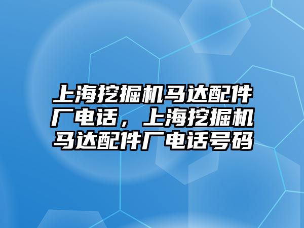 上海挖掘機馬達配件廠電話，上海挖掘機馬達配件廠電話號碼