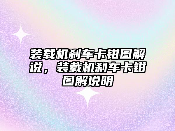 裝載機剎車卡鉗圖解說，裝載機剎車卡鉗圖解說明