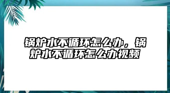 鍋爐水不循環怎么辦，鍋爐水不循環怎么辦視頻