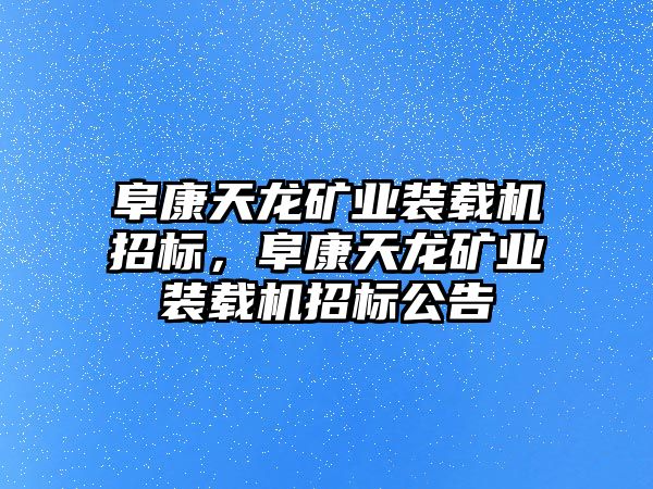 阜康天龍礦業裝載機招標，阜康天龍礦業裝載機招標公告