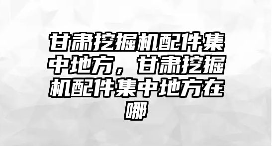 甘肅挖掘機配件集中地方，甘肅挖掘機配件集中地方在哪