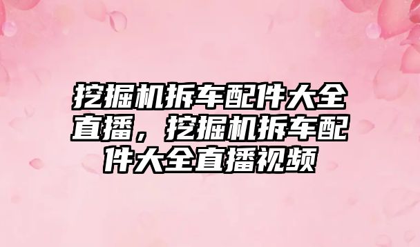 挖掘機拆車配件大全直播，挖掘機拆車配件大全直播視頻