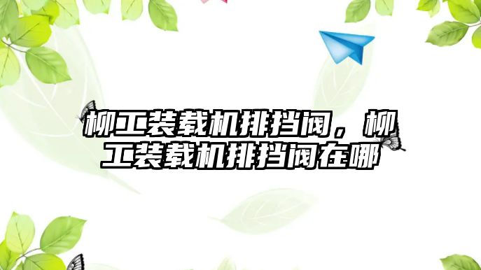 柳工裝載機排擋閥，柳工裝載機排擋閥在哪