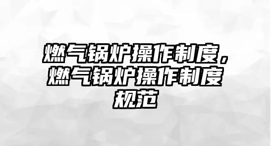 燃?xì)忮仩t操作制度，燃?xì)忮仩t操作制度規(guī)范