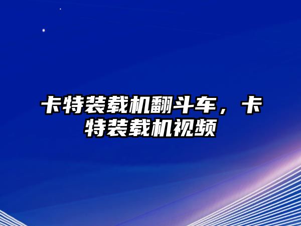 卡特裝載機翻斗車，卡特裝載機視頻