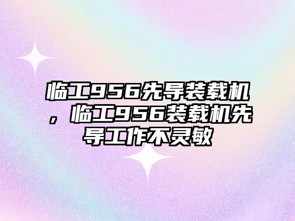 臨工956先導裝載機，臨工956裝載機先導工作不靈敏