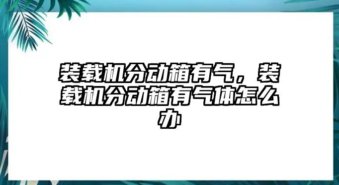 裝載機分動箱有氣，裝載機分動箱有氣體怎么辦