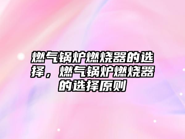 燃?xì)忮仩t燃燒器的選擇，燃?xì)忮仩t燃燒器的選擇原則