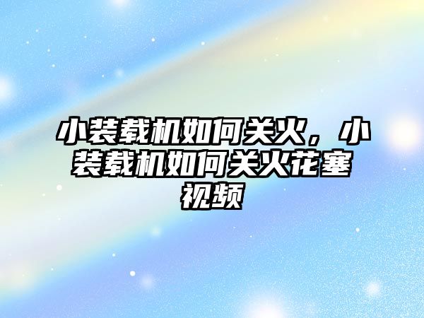 小裝載機如何關火，小裝載機如何關火花塞視頻