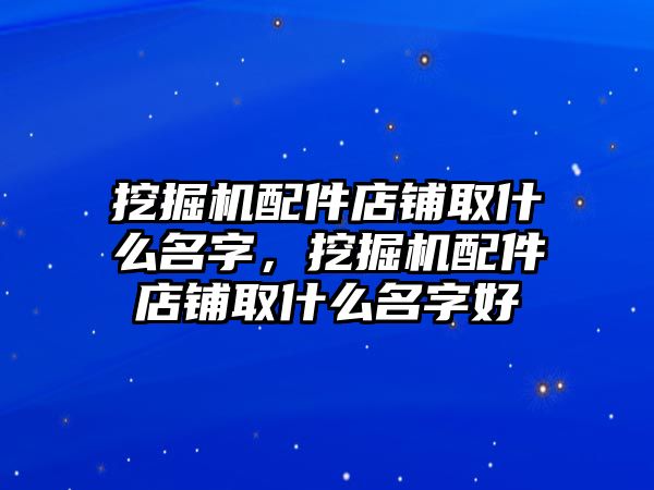 挖掘機(jī)配件店鋪取什么名字，挖掘機(jī)配件店鋪取什么名字好