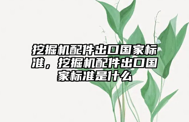 挖掘機配件出口國家標準，挖掘機配件出口國家標準是什么