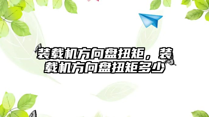 裝載機方向盤扭矩，裝載機方向盤扭矩多少