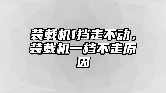 裝載機(jī)1擋走不動，裝載機(jī)一檔不走原因